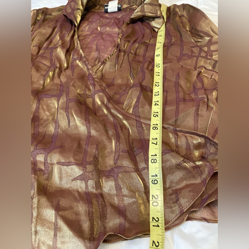 Vintage Fashion Bug Metallic Brown and Gold Wrap-Style Top size: XL - Picture 5 of 7